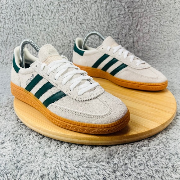 Adidas Handball Spezial Womens 7.5W Grey Suede Green Leather Gum Sole Sneakers - Picture 2 of 7